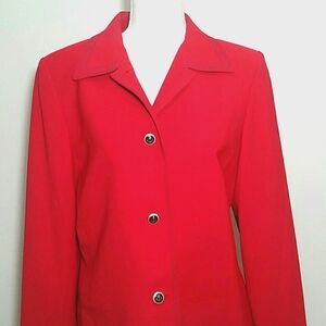 Hourglass Blazer Suit Jacket Red anchor sailor style button Kasper Size 10
